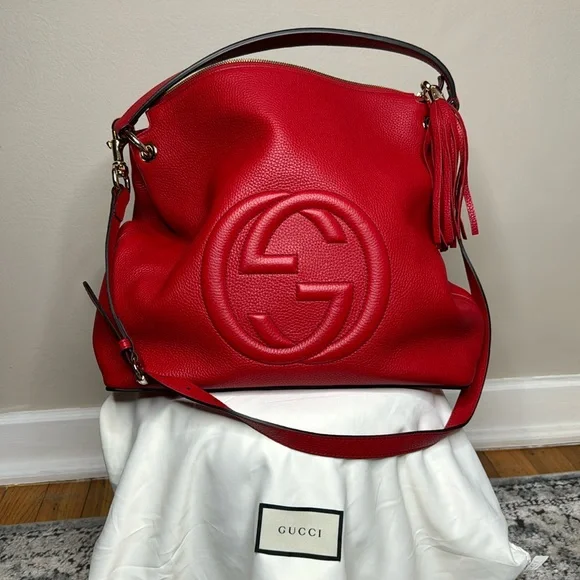Gucci Soho Convertible Hobo Leather Large Red